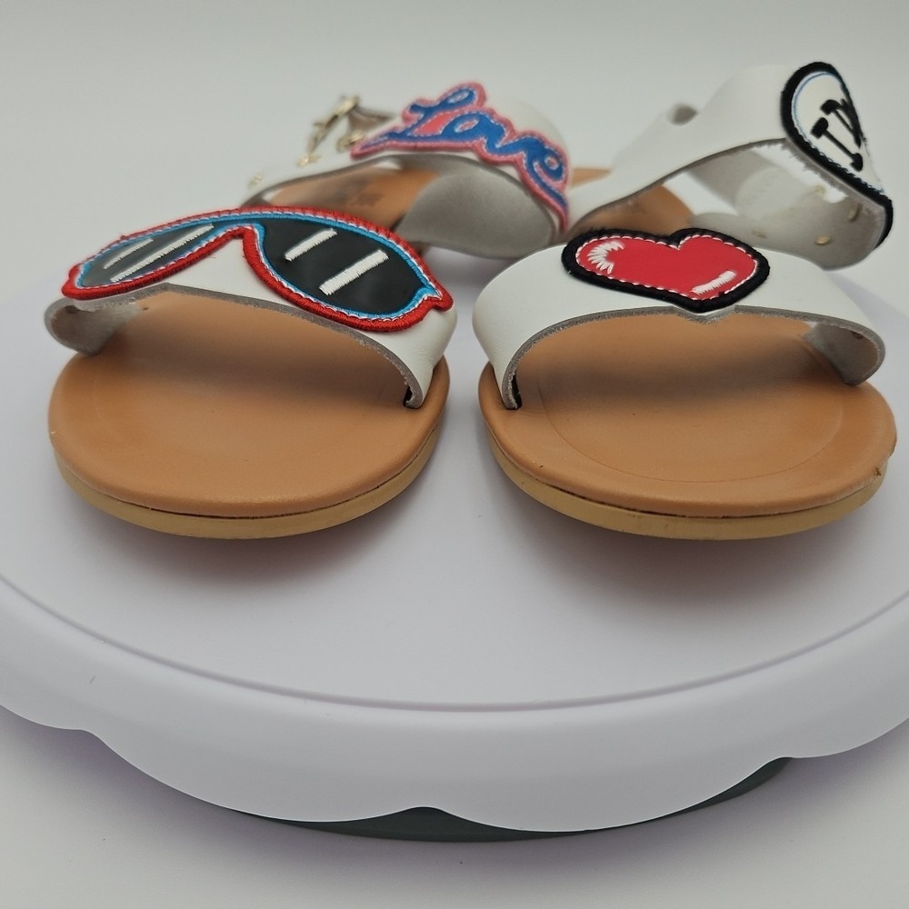 LOVE MOSCHINO White W/6.5 Ankle Strap Bride "I Do" Heart Wedding Sandals *EUC* - Picture 10 of 16
